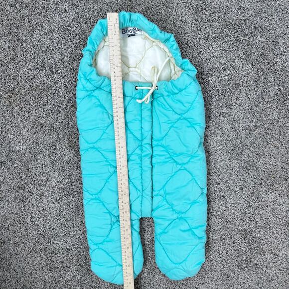 Vintage 70s 80s BabyBag Quilted Infant Bunting Bag Aqua Blue Cozy Snow Suit - Picture 8 of 8